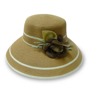 Fashion hat light brown flowers