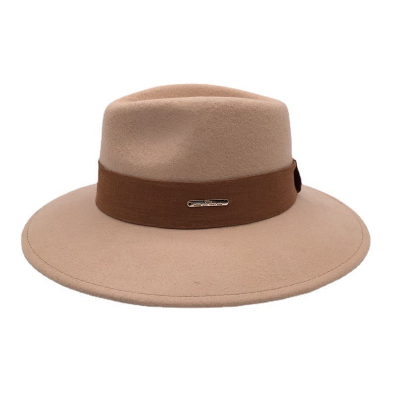 Fedora Hats Women Wholesale 2022 Fall Winter Panama Straw Fedora 2 Two Tone Men Women Wool Felt Wide Brim Hats Fedora