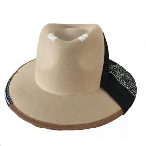 Manufacturer custom made high quality two tone dark blue plain fedora hats women wool hat wholesale 