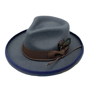 Luxury OEM Flat Brim Wholesale Fine Men Hats New custom Wool Felt Hats Wide Brim Fedora Hats