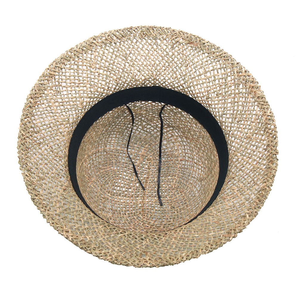 Dome Bell-shaped Seaweed Seagrass Straw Hats Outdoor Travel Sun Shade beach Hat Summer Holiday Fisherman Straw Bucket Hat