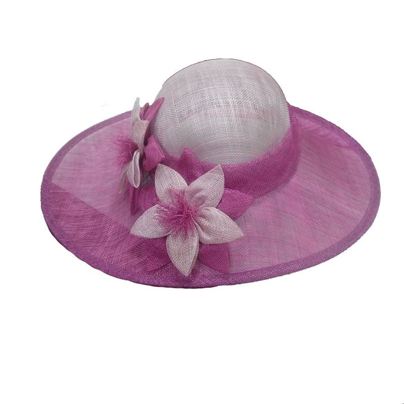 High Quality Wedding Dress Hats with Flower Women Sinamay Fancy Church Hats for Sale Adults Plain Dyed Evergrowing Four Seasons