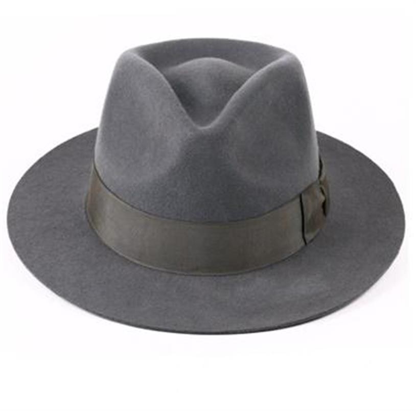 High quality Wholesale Fashion 100% Australian Wool Felt Classic black Fedora Hat for Men